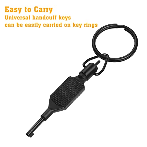 Flat Knurled Swivel Key, Standard Handcuff Key with Detachable Keyring, Black- 2 PACK - Image 5