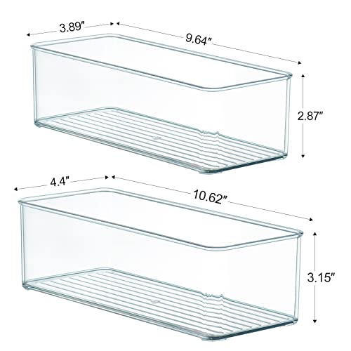 Hudgan 8 Pack Clear Plastic Drawer Organizer Bins Set, Stackable Cutlery Storage Bins Trays for Organizing Kitchen Supplies, Bathroom Supplies, Office Supplies, Crafts, Gadgets, Cabinet Supplies - Image 3
