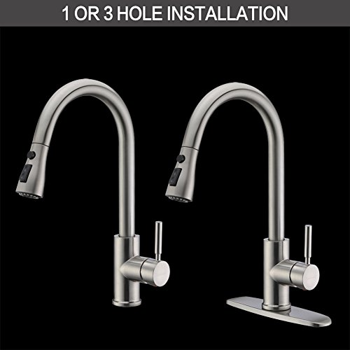 WEWE Single Handle High Arc Brushed Nickel Pull Out Kitchen Faucet,Single Level Stainless Steel Kitchen Sink Faucets with Pull Down Sprayer - Image 6
