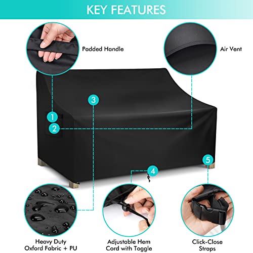WLEAFJ Patio Sofa Cover Waterproof, 3-Seater Outdoor Sofa Cover, Heavy Duty Deep Lounge Loveseat Cover, Large Lawn Patio Furniture Covers with Air Vent, 82.6’’ W x 39’’ D x 28’’ H - Image 5