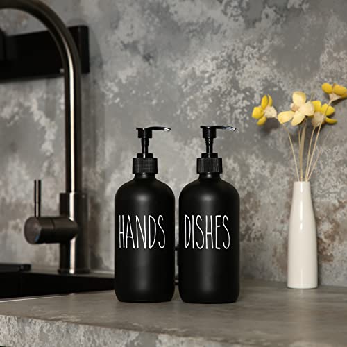MOMEEMO Soap Dispenser Set 2 Pack, Contains Dish Soap Dispenser and Hand Soap Dispenser. 16 Oz Black Soap Dispenser with Black Plastic Pumps, Perfect for Black Kitchen Decor. (Black) - Image 7