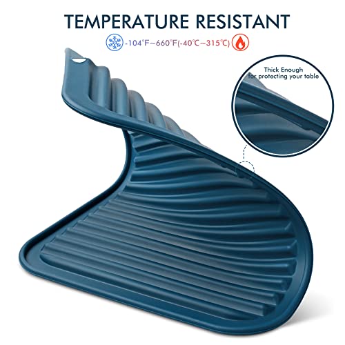 HOTEC Silicone Trivets for Hot pots and Pans, Heat Resistant for Kitchen Counter Dish Drying Mat, Set of 2 Classic Blue - Image 6