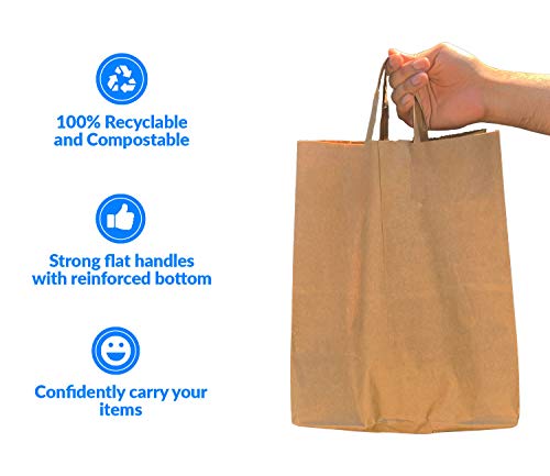 Reli. Paper Grocery Bags w/Handles (100 Pcs, Bulk)(12"x7"x14") Large Paper Grocery Bags, Shopping Bags w/Handles - Heavy Duty 57 Lbs Basis - Takeout/To Go Bags, Retail Bags, Brown Kraft Paper Bags - Image 6