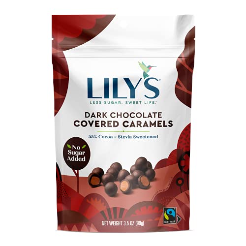 Dark Chocolate Covered Caramels By Lily's Sweets | Made with Stevia, No Added Sugar, Low-Carb, Keto Friendly | Fair Trade, Gluten-Free & Non-GMO Ingredients | 3.5 oz, 3 Pack - Image 6