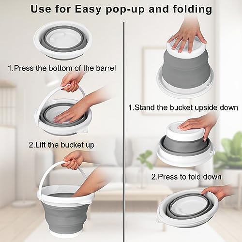 Collapsible Mop Bucket and Ice Bucket-5L(1.3 Gallon) Household Cleaning Silicone Dust Mops Bucket with no Wringer Set,Portable Bathroom Cleaning Supplies Bucket for Cleaning Caddy Spin Mops for Floor - Image 6
