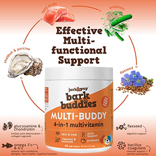 Jack&Pup Dog Vitamins and Supplements Multivitamins for Dogs - Bark Buddies Multi-Buddy Dog Multivitamins Chewable Soft Chews Puppy Vitamins and Supplements - Dog Supplements & Vitamins (60ct) - Image 5