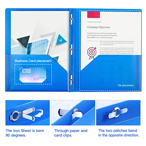 KTRIO Plastic Pocket Folders with Prongs, 5 Pack 2 Pocket Folders 3 Prong Folders with Pockets and Brads Heavy Duty Letter Size Colored Plastic Folders with Pocket and Prong for School Office Home - Image 7