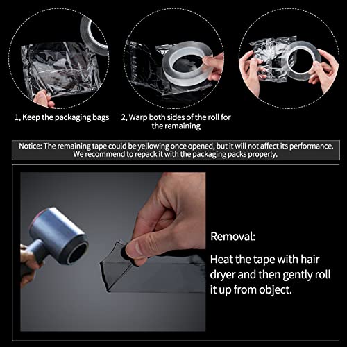 Art3d Double-Sided Tape Heavy Duty (10FT) Mounting Tape, Multipurpose Removable Adhesive Foam Tape, Reusable Transparent Tape for Paste Items, Household - Image 4