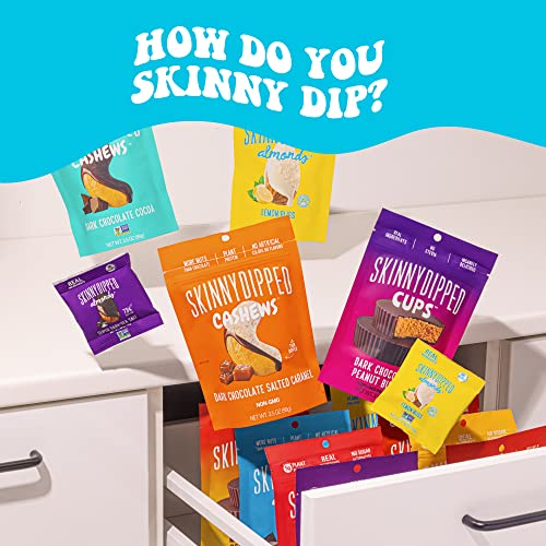 SkinnyDipped Dark Chocolate Peanut Butter Almonds, Healthy Snack, Plant Protein, Gluten Free, 0.46 oz Mini Bags, Pack of 24 - Image 2