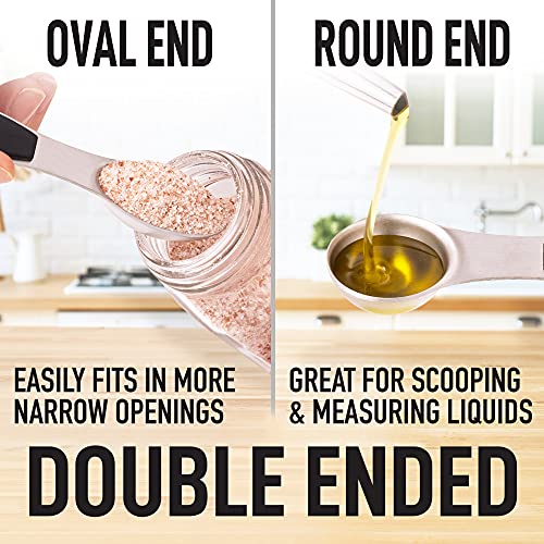 Zulay Kitchen Stackable Magnetic Spoons Set of 8 - Dual Sided Magnetic Measuring Spoons Set Fits In Spice Jars - Stainless Steel Measuring Spoons Magnetic For Dry and Liquid Ingredients (Black) - Image 4