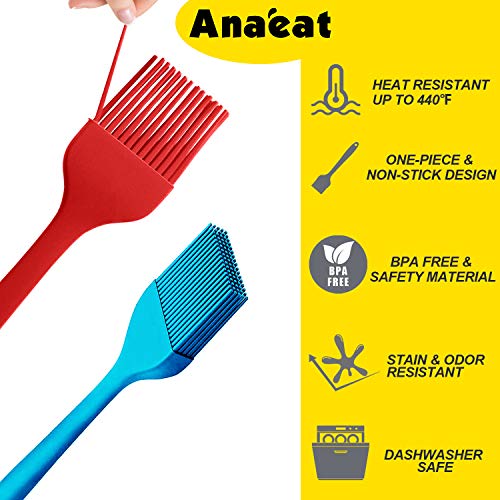 Anaeat High Heat Resistant Silicone Basting Pastry Brush Set of 5- Hygienic One Piece Design Spread Oil Butter for BBQ Grill Barbecue Baking Kitchen Cooking - BPA Free & Dishwasher Safe (10"+8") - Image 4