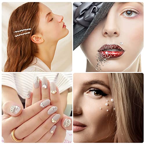 2032 Pieces Self Adhesive Hair Gems and Hair Pearls, Face Pearls and Jewels Stickers for Makeup, Crafts, Home Decor Scrapbooking Embellishments, 7 Sizes 3mm/4mm/5mm/6mm/8mm/10mm/12mm - Image 7