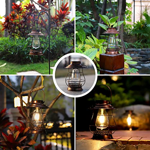 Hanging Solar Lantern,Solar Lantern Outdoor Waterproof,Solar Outdoor Lantern,Retro Desigh Outdoor Lanterns for Patio,Courtyard,Lawn,Garden - Image 6