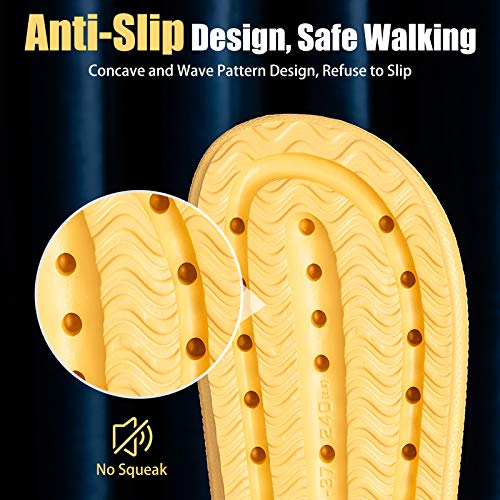 rosyclo Cloud Slippers for Women and Men, Massage Shower Bathroom Non-Slip Quick Drying Open Toe Super Soft Comfy Thick Sole Home House Cloud Cushion Slide Sandals for Indoor Outdoor Size 6 7 Yellow - Image 5