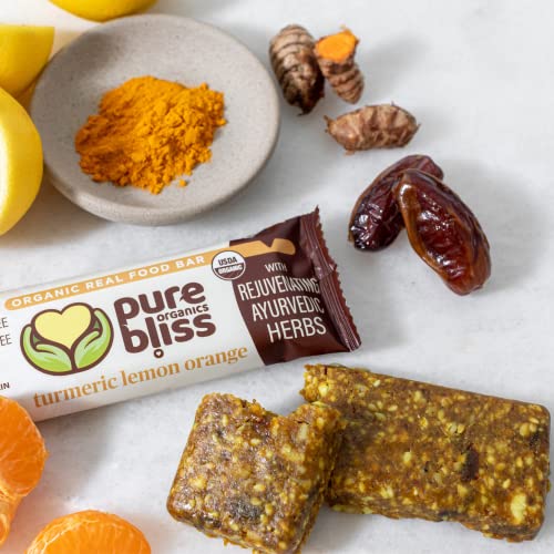 Organic Real Food Bars (Turmeric Lemon Orange) Grain Free - Paleo Friendly - Non-GMO, Gluten Free, Vegan, Nutrition Bars, Super Food Energy Bars, Ayurvedic & Adaptogen Herb Blend, Healthy Snack, Breakfast Bars, Dairy Free, Soy Free, Pure Bliss Organics (1 - Image 6