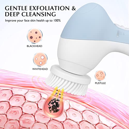 Facial Cleansing Brush Face Scrubber: COSLUS 7in1 JBK-D Electric Exfoliating Spin Cleanser Device Waterproof Deep Cleaning Exfoliation Rotating Spa Machine - Electronic Acne Skin Wash Spinning System - Image 6